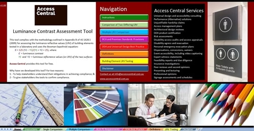 Front Page of Luminance Contrast Assessment Tool