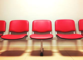 Modern red seats in a waiting room