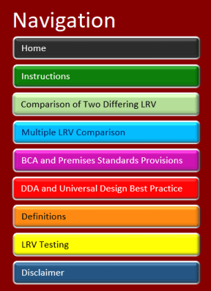 Luminance Contrast Assessment Tool by Access Central - Menu